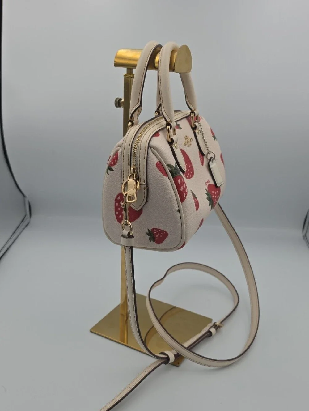 Coach Cream Strawberry Print Limited Edition Mini Crossbody Satchel (EUC)✨️🍓✨️